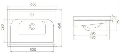 Раковина CeraStyle Frame 60 белый 031000-u