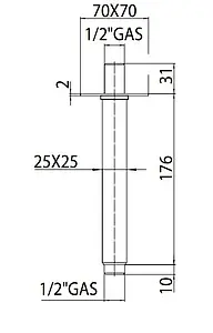 Держатель верхнего душа на потолок Bossini хром H61000.030, 2