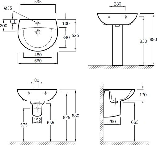 Раковина Jacob Delafon Patio 66 белый E1998G-00