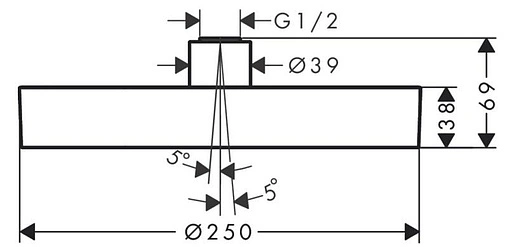 Лейка верхнего душа Hansgrohe Rainfinity 250 1jet EcoSmart чёрный матовый 26229670