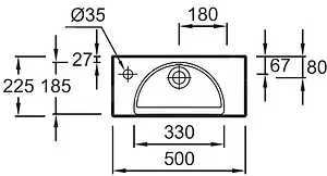 Раковина Jacob Delafon Odeon Rive Gauche 50 L белый EGO112-55-00, 2