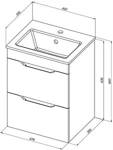 Тумба-умывальник Aquanet Практика 50 белый матовый 00330455+44050, 2