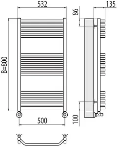 Полотенцесушитель водяной лесенка Terminus Виктория П16 500х800 полированная сталь 4670078529534, 2