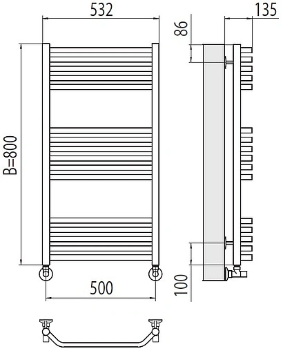 Полотенцесушитель водяной лесенка Terminus Виктория П16 500х800 полированная сталь 4670078529534
