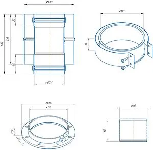 Адаптер стартовый коаксиальный Ø 60/100мм (алюм.) Krats VA-01, 2
