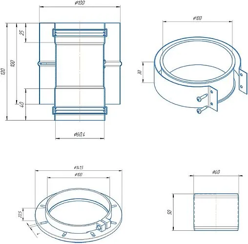 Адаптер стартовый коаксиальный Ø 60/100мм (алюм.) Krats VA-01