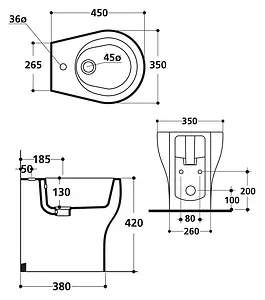 Биде напольное Kerasan K 09 белый 362101, 2