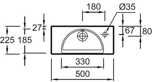Раковина Jacob Delafon Odeon Rive Gauche 50 R белый EGO112-56-00