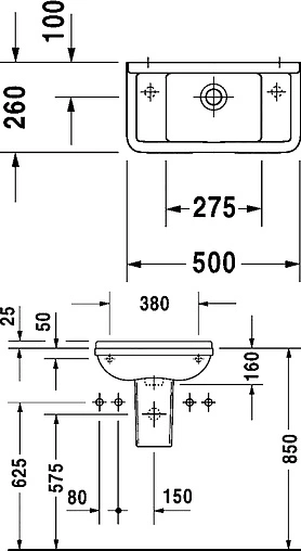 Раковина Duravit Starck 3 50 белый 0751500000 Раковина Duravit Starck 3 50 белый 0751500000