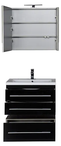 Шкаф-зеркало Aquanet Верона 75 L чёрный 00175385