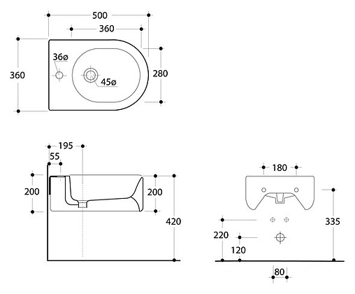 Биде подвесное Kerasan Flo белый 312501 Биде подвесное Kerasan Flo белый 312501