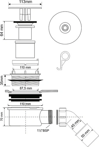 Сифон для душевого поддона Mc Alpine хром MRS8MECP