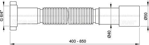 Слив гофрированный AlcaPlast 1½&quot;x40/50мм L=400-850мм A707