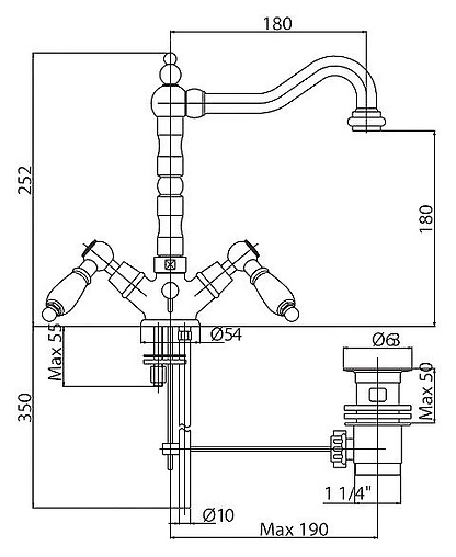Смеситель для раковины Cezares Diamond бронза DIAMOND-LS2-02-Sw