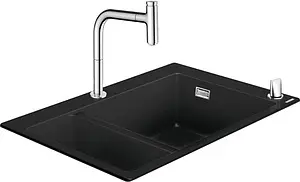 Мойка кухонная с встроенным смесителем Hansgrohe C51-F635-09 77x51 черный 43220000 Мойка кухонная с встроенным смесителем Hansgrohe C51-F635-09 77x51 черный 43220000, 1