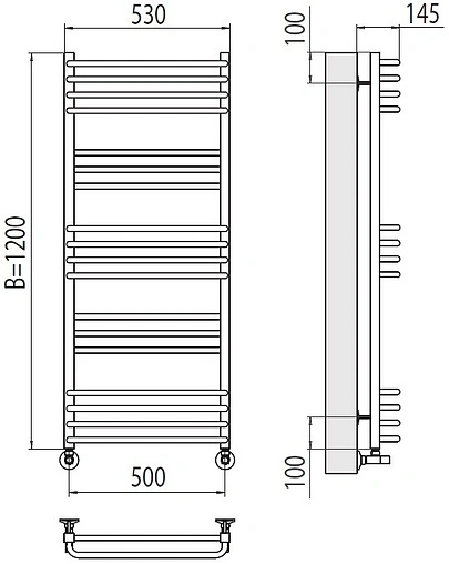 Полотенцесушитель водяной лесенка Terminus Соренто П18 500х1200 полированная сталь 4670078530851