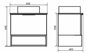Тумба-умывальник подвесная Comforty Штутгарт 60 дуб тёмно-коричневый/чёрный 00-00001698CF, 2