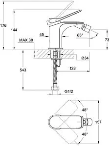 Смеситель для биде Cersanit Odra хром 63053 Смеситель для биде Cersanit Odra хром 63053, 2