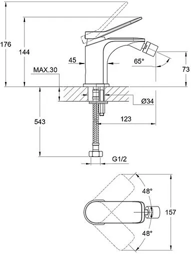 Смеситель для биде Cersanit Odra хром 63053 Смеситель для биде Cersanit Odra хром 63053