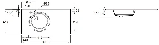 Раковина Jacob Delafon Odeon Rive Gauche 101 белый матовый EB2564-DE1