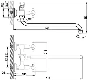 Смеситель для ванны с длинным изливом SMARTsant Классик нью хром SM180002AA Смеситель для ванны с длинным изливом SMARTsant Классик нью хром SM180002AA, 2