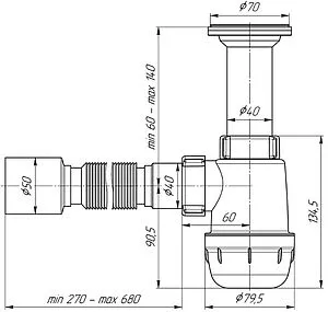 Сифон бутылочный для мойки Ани Пласт Грот A0510, 2