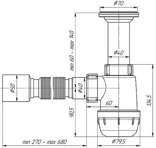 Сифон бутылочный для мойки Ани Пласт Грот A0510 Сифон бутылочный для мойки Ани Пласт Грот A0510
