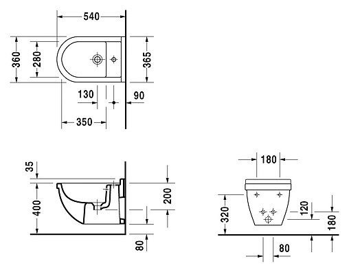 Биде подвесное Duravit Starck 3 белый 2230150000