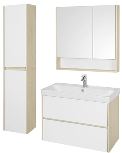 Тумба под умывальник подвесная Aquaton Сканди 90 белый/дуб верона 1A251901SDB20