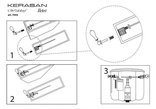 Механизм смыва для среднего бачка Kerasan Waldorf/Retro хром 757090