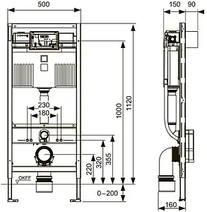 Инсталляция для подвесного унитаза-биде TECEprofil 9300379, 2