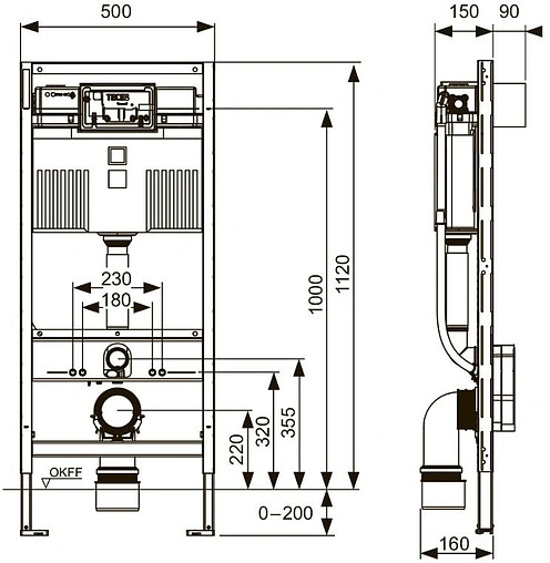 Инсталляция для подвесного унитаза-биде TECEprofil 9300379