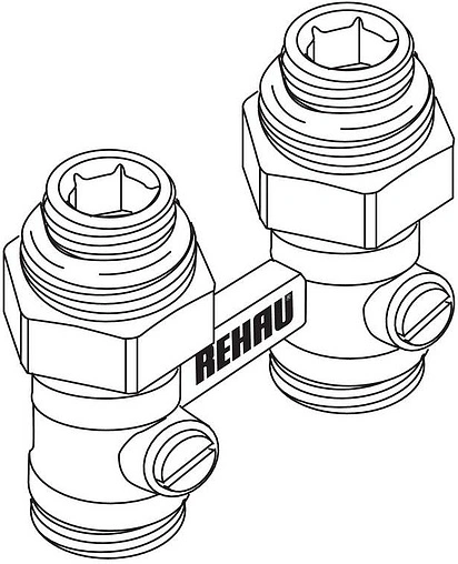 Узел нижнего подключения радиатора прямой ¾"ек x ¾"нг (½"н) Rehau 12407271001