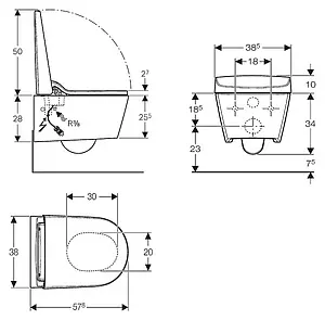 Умный унитаз-биде подвесной Geberit AquaClean Sela белый 146.145.11.1 Умный унитаз-биде подвесной Geberit AquaClean Sela белый 146.145.11.1, 2