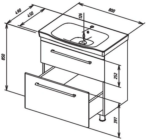 Тумба под умывальник напольная Am.Pm Like S 80 белый M81FSX0802WG