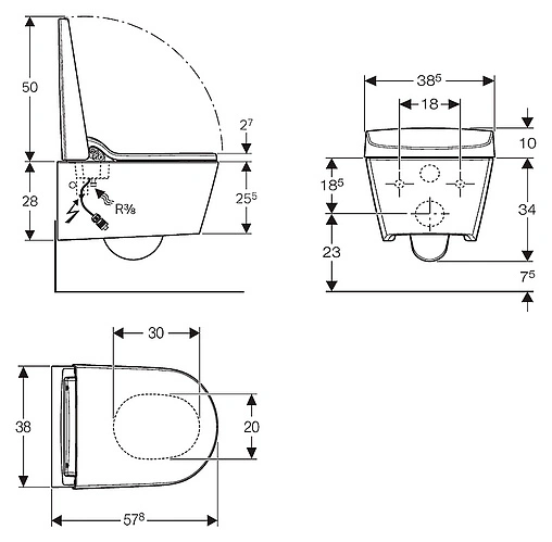 Умный унитаз-биде подвесной Geberit AquaClean Sela белый 146.145.11.1