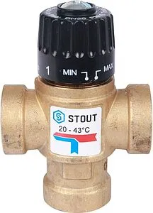 Трехходовой термостатический смесительный клапан ¾&quot; +20...+43°С Kvs 1.6 Stout SVM-0110-164320, 2