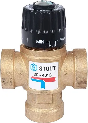 Трехходовой термостатический смесительный клапан ¾" +20...+43°С Kvs 1.6 Stout SVM-0110-164320