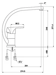 Смеситель для кухни Timo Nordic чёрный матовый 0156U black, 2