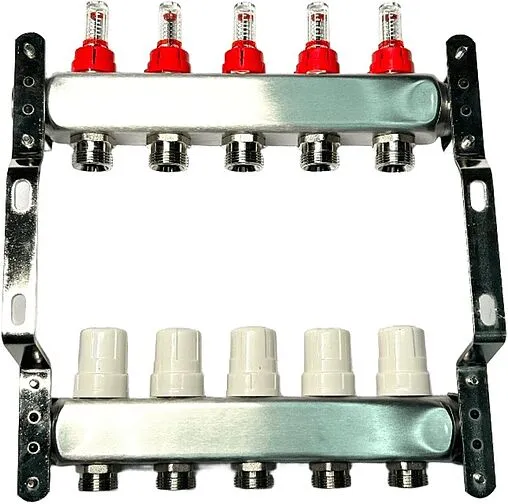 Группа коллекторная с расходомерами 5 отводов 1&quot;в/в x ¾&quot;ек Uni-fitt OPTIMAL 450B4305.RU