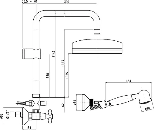 Душевая система со смесителем для душа Fiore Margot золото 26GO0614