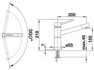 Смеситель для кухни Blanco Alta чёрный/хром 526162 Смеситель для кухни Blanco Alta чёрный/хром 526162, 2