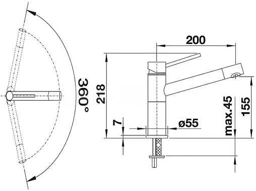 Смеситель для кухни Blanco Alta чёрный/хром 526162