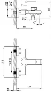 Смеситель для ванны SMARTsant Адамант хром SM303503AA Смеситель для ванны SMARTsant Адамант хром SM303503AA, 2