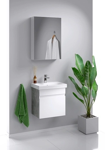 Тумба под умывальник подвесная Aqwella Smart 50 белый/бетон светлый SRT0105BS