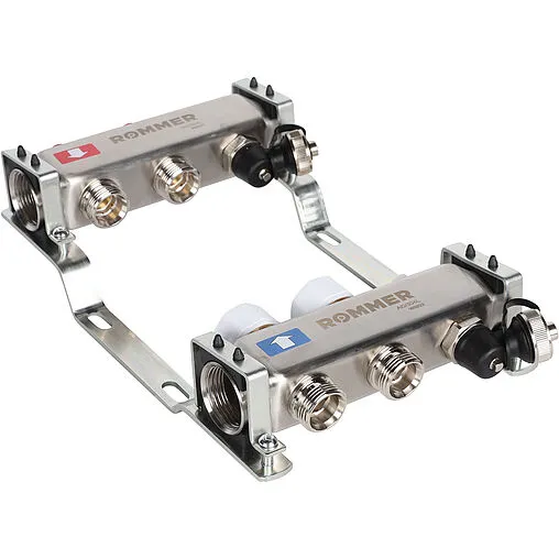 Группа коллекторная без расходомеров 2 отвода 1"в/в x ¾"ек Rommer RMS-3201-000002