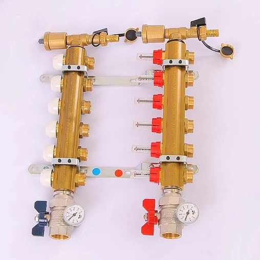Группа коллекторная с расходомерами 6 отводов 1&quot;в/в x ¾&quot;ек Tiemme 3870002