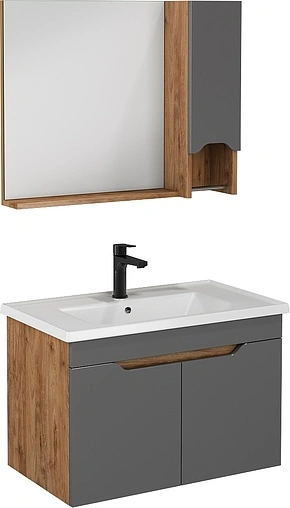 Шкаф-зеркало ISVEA Onda 80 R орех/антрацит 24ON2075080I