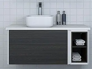 Тумба-умывальник подвесная Aquaton Брук 100 (80+20) дуб феррара/белый, 2