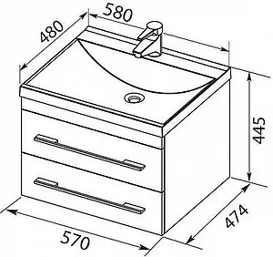 Тумба-умывальник подвесная Aquanet Верона 58 белый 00176667+00158754, 2